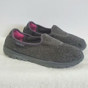 SKECHERS Go Walk Affix Gray Tweed Slip On Walking Shoes Size 7
